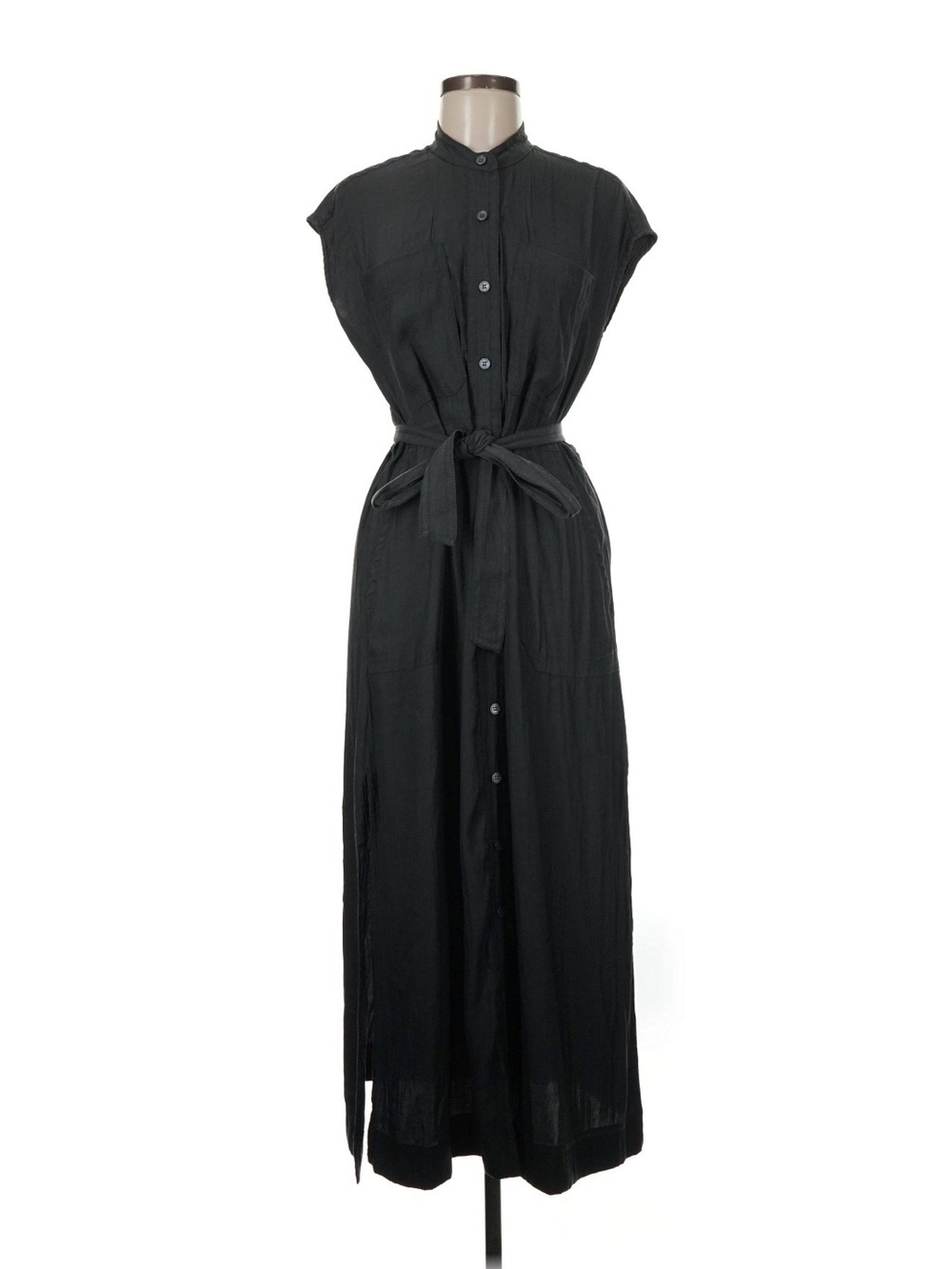 Banana Republic Charcoal Grey Maxi Shirt Dress with Tie Waist